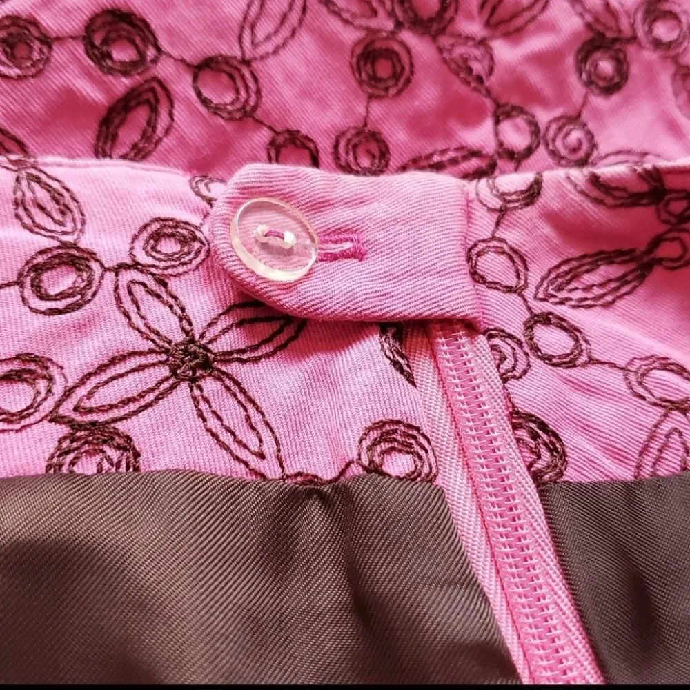 Lilly Pulitzer Pink Embroidered A-line Skirt Size 6